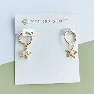Kendra Scott Jae Star White Crystal Earrings - Gold